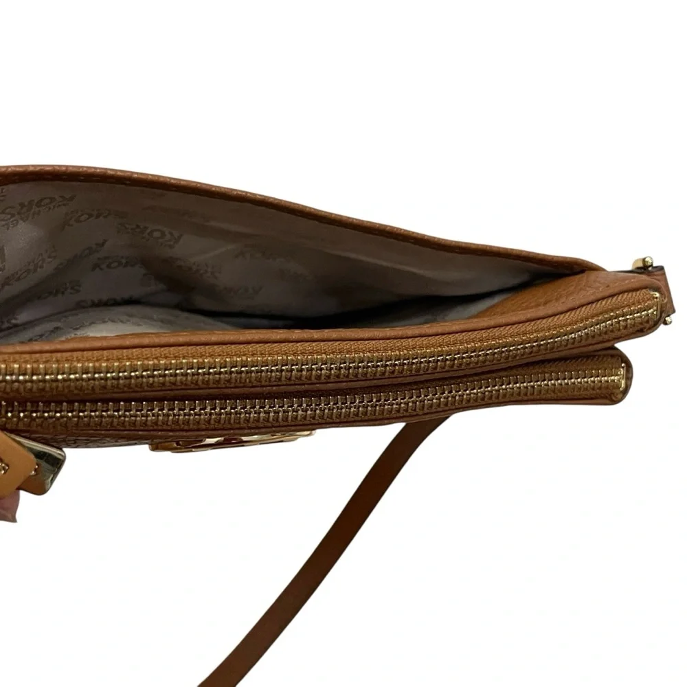Michael Kors Brown Pebbled Leather Small Crossbody Bag